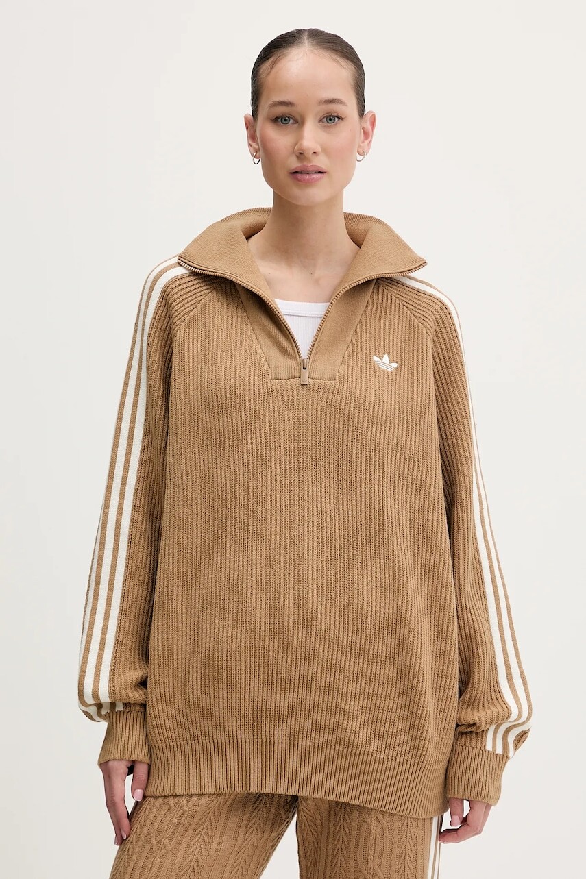 Sveter adidas Originals Funnel zelená farba, s polorolákom, KS7787