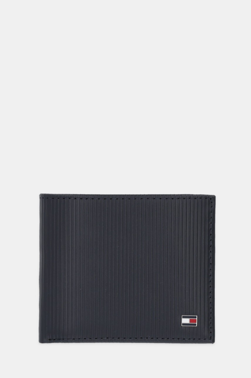 Kožená peňaženka Tommy Hilfiger tmavomodrá farba, AM0AM13958