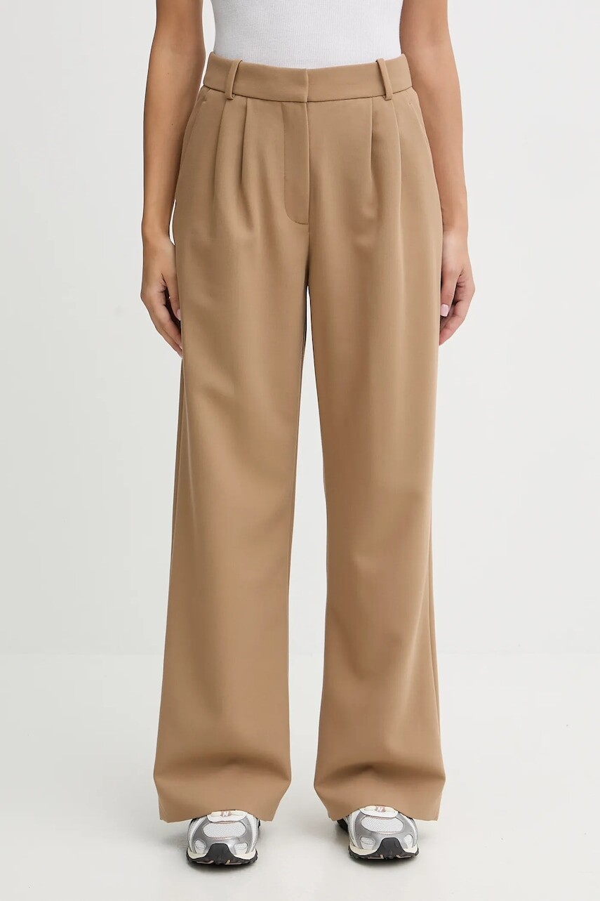 Nohavice Abercrombie & Fitch zelená farba, rovný strih, vysoký pás, KI156-4474-420