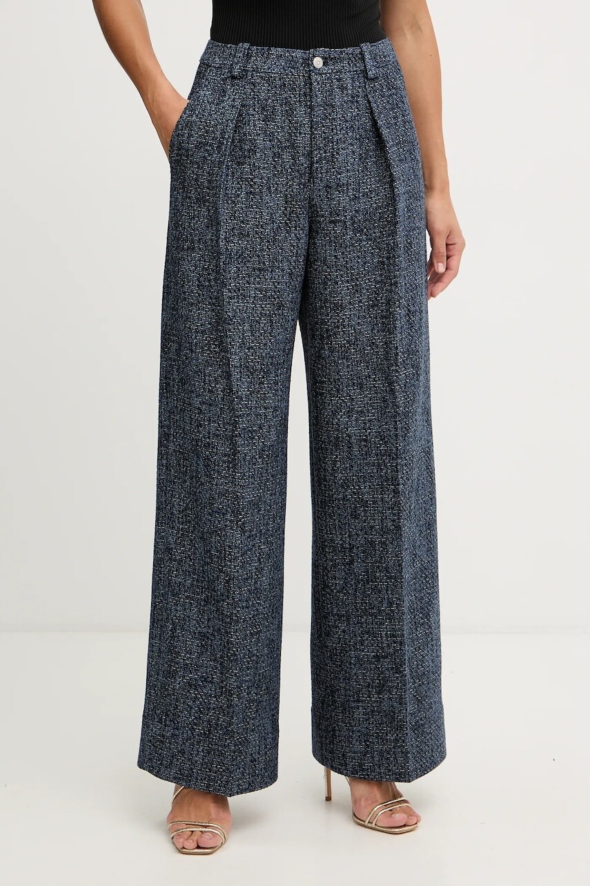 Nohavice BOSS Orange tmavomodrá farba, široké, vysoký pás, 50553824