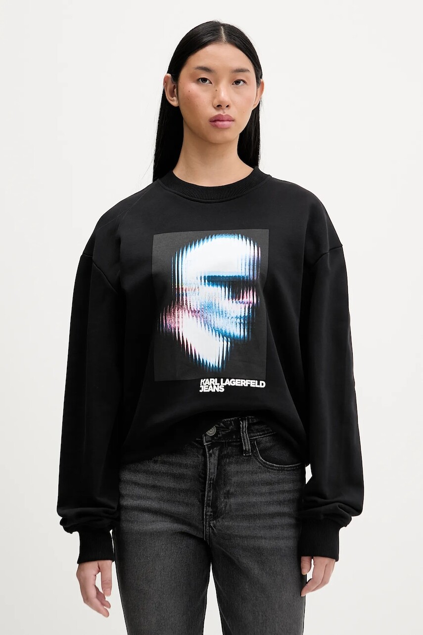 Bavlnená mikina Karl Lagerfeld Jeans čierna farba, s potlačou, B1W20049