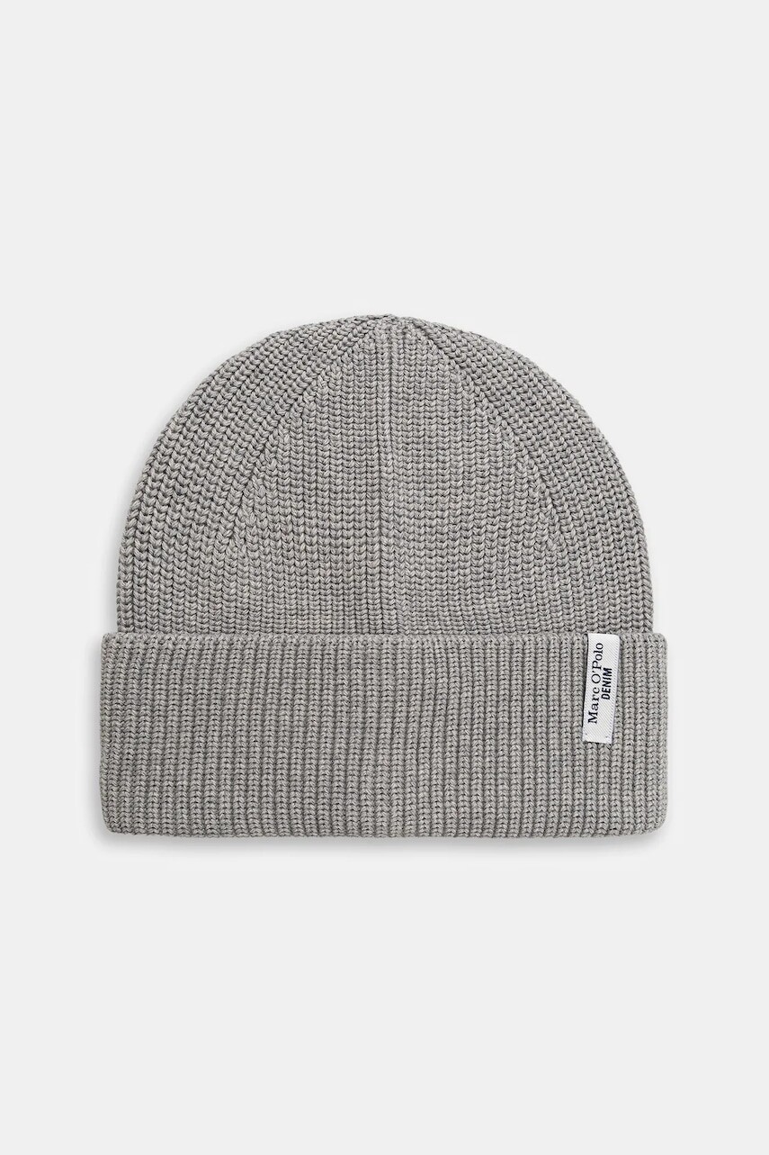 Bavlnená čiapka Marc O'Polo šedá farba, 5000007169