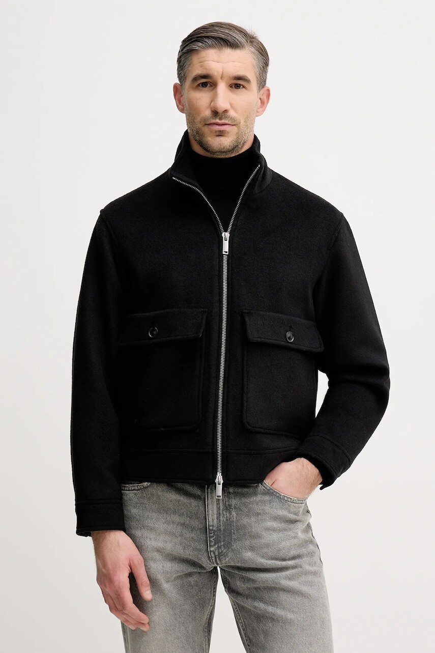 Bunda s prímesou vlny Sisley čierna farba, prechodná, 2VLPSN049