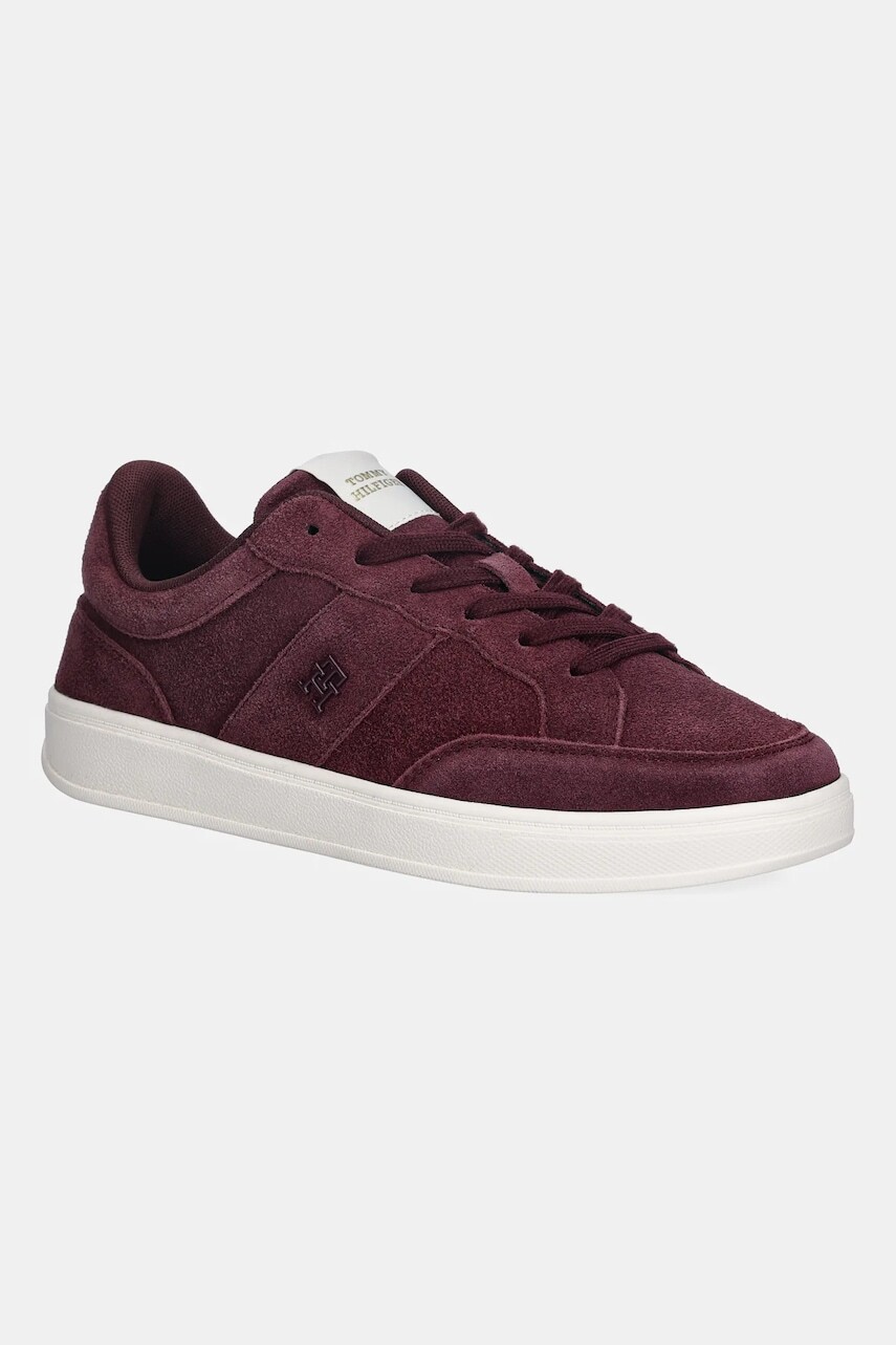 Semišové tenisky Tommy Hilfiger TH HERITAGE COURT SNEAKER SUEDE bordová farba, FW0FW09266