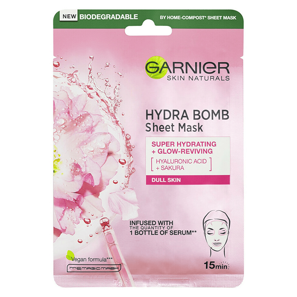 GARNIER Skin Naturals Hydra Bomb Textilná maska ​​Sakura 28 g
