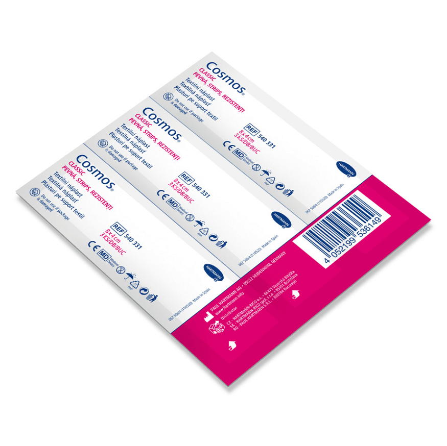 COSMOS Pevná náplasť strips 80 x 40 mm 50 x 3ks, poškodený obal