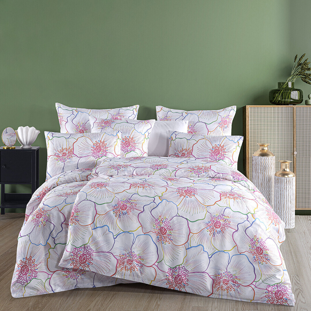 BedTex Saténové obliečky Bloom, 140 x 200 cm, 70 x 90 cm, 140 x 200 cm, 70 x 90 cm