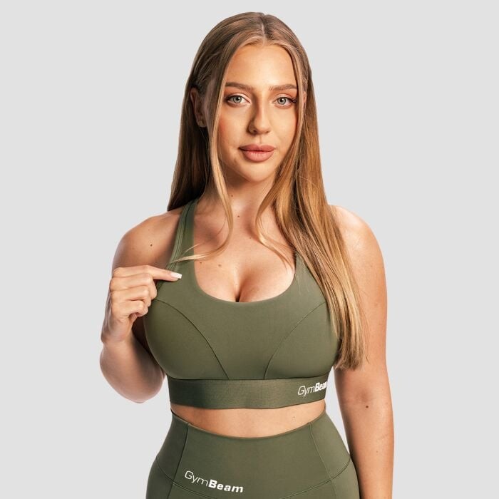 GymBeam Športová podprsenka Combat Olive Grey  S