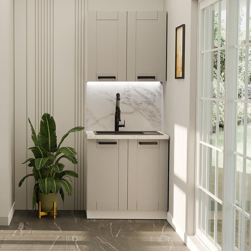 Kuchynská linka Luna Clay Grey/biela 80 cm bez pracovnej dosky