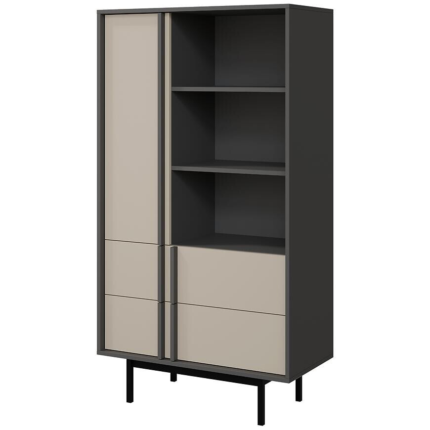 Vitrína Alsy 4 Svetlobéžová/Antracit