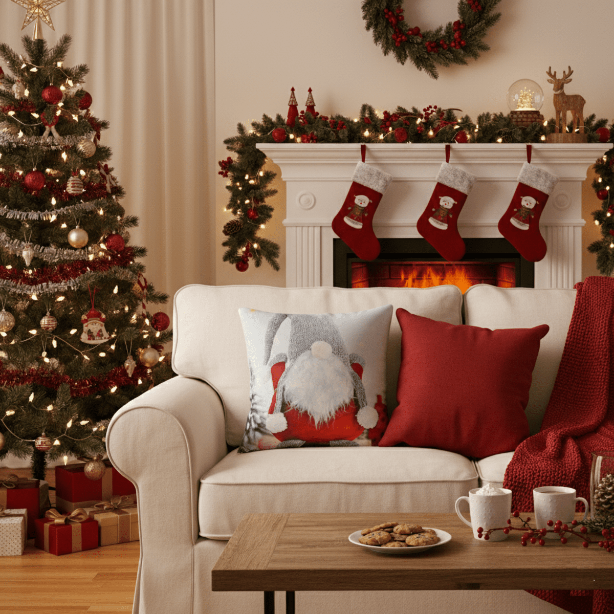 Vianočná 3D návliečka, Veselý trpaslík, 40 x 40 cm