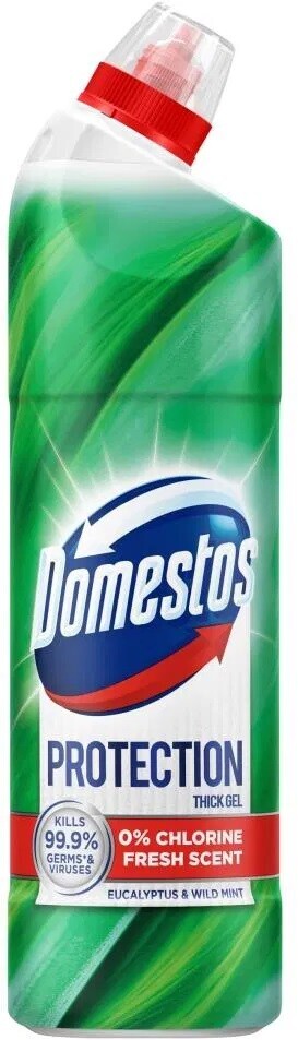 Domestos Protection dezinfekčný prostriedok na toalety bez chlóru s eukalyptom a divokou mätou, 700 ml
