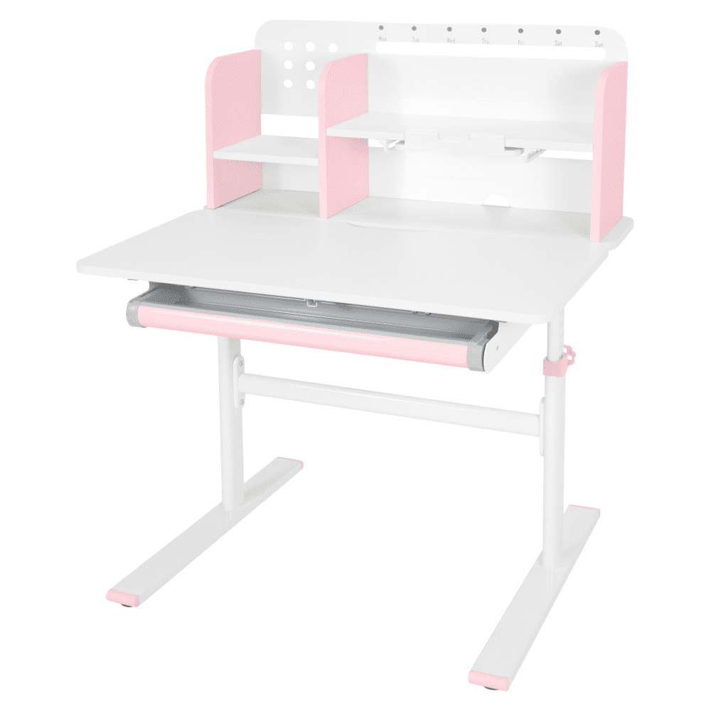 Rastúci písací stôl, ružová/biela, ADAN