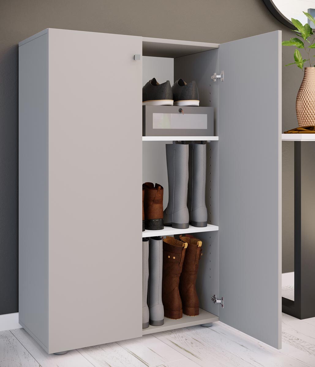 Trojdielny stojan na topánky Lona XL, sivý