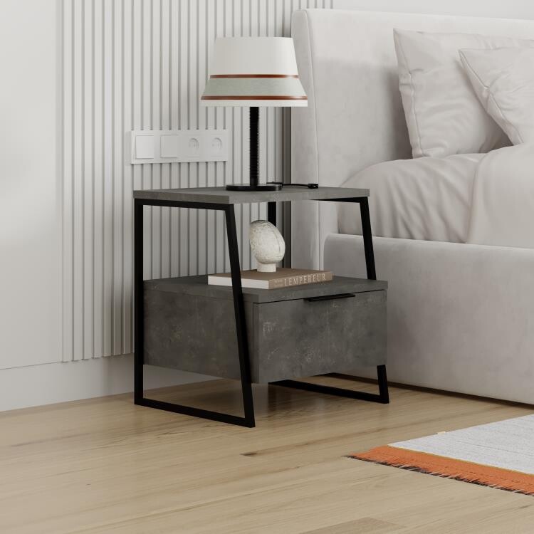 Nočný stolík Houseland Pal retro sivý