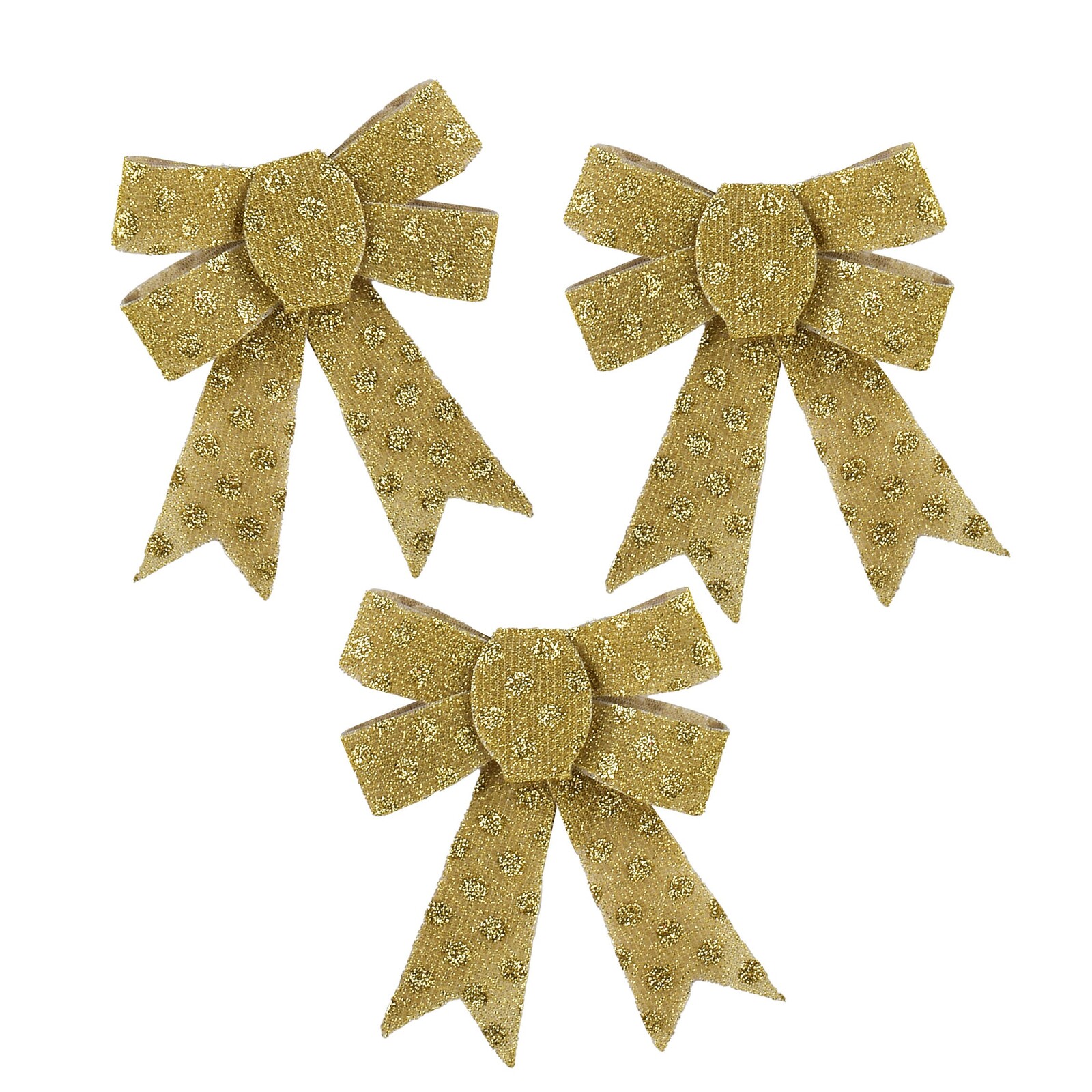 Sada 3 ks vánočních dekorativních mašlí Santa Lila 9,5x12 cm zlatá