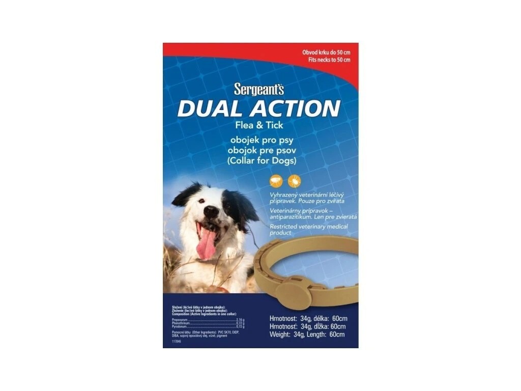 Sergeant's Dual Action Antiparazitický Obojok pre Psy - 60cm