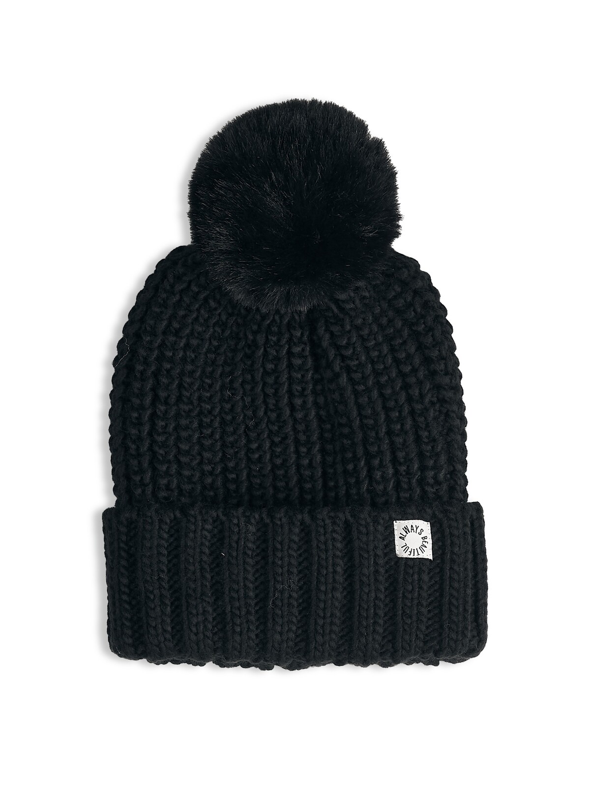 GATE Pletená čiapka s brmbolcom a nášivkou