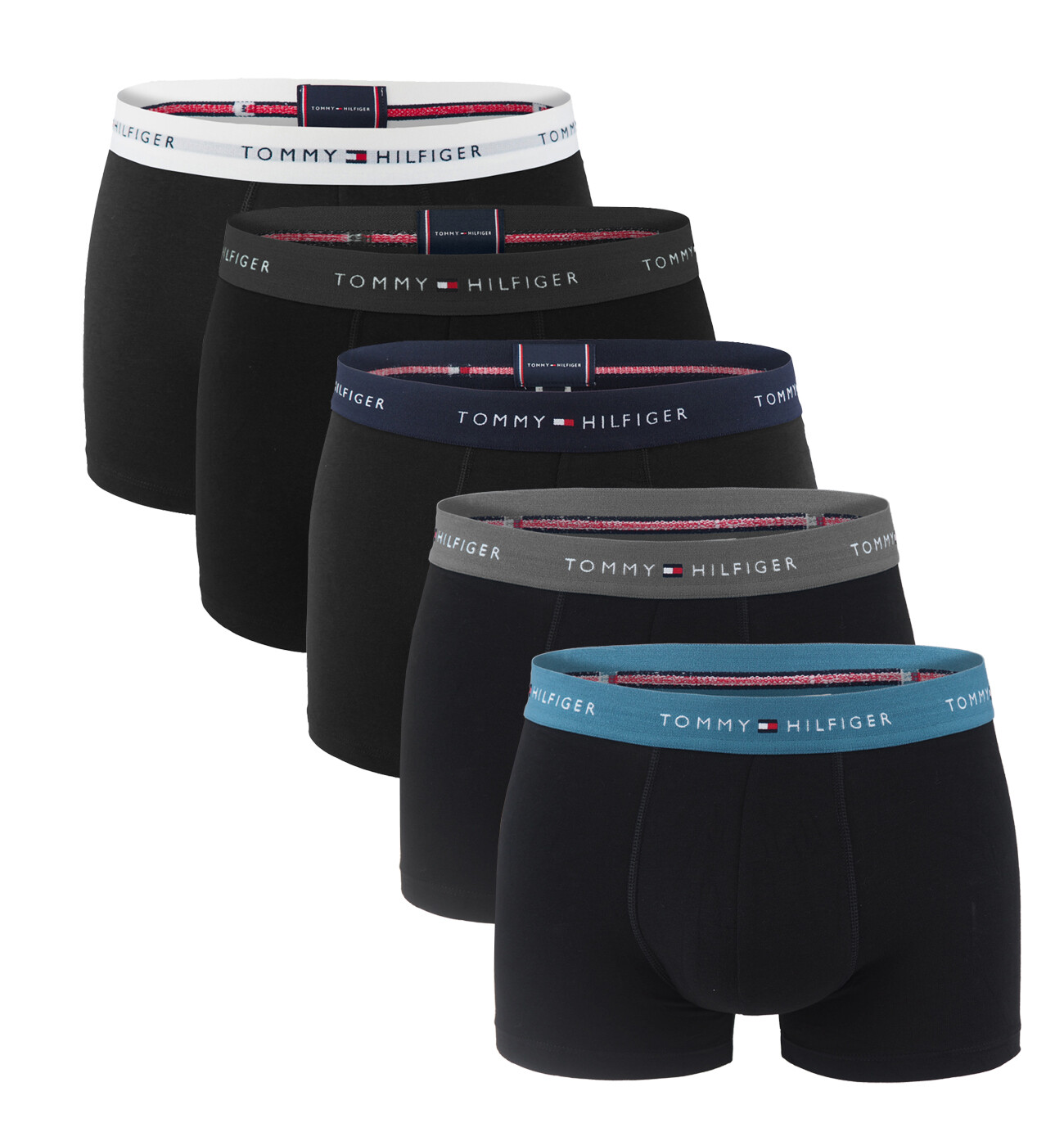 TOMMY HILFIGER - boxerky 5PACK eco friendly signature cotton essentials black / dark pulse waist