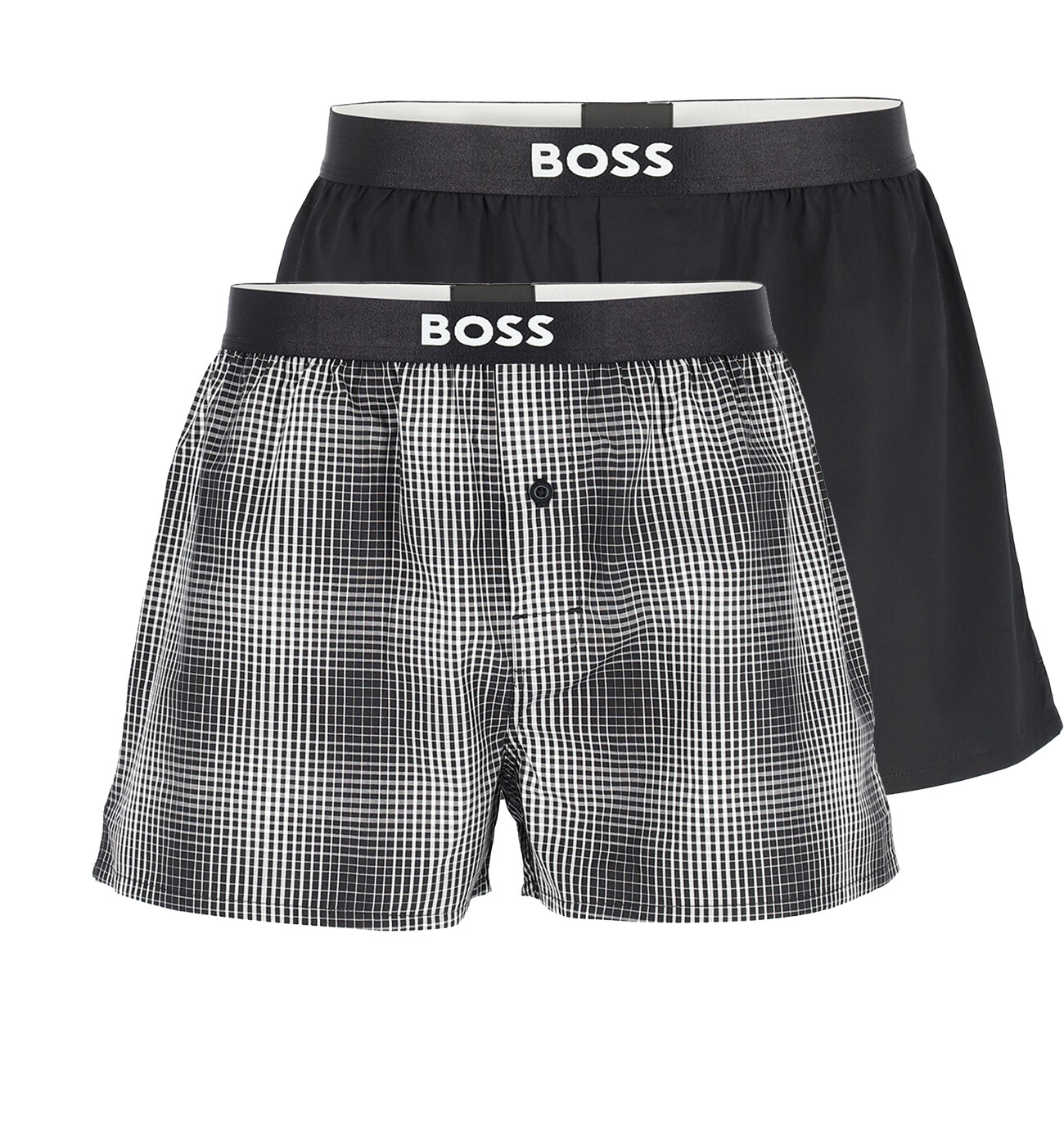BOSS - trenky 2PACK natural pure cotton black color grid
