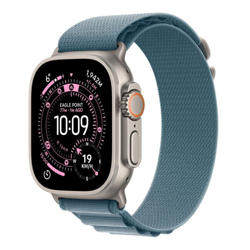 Apple Watch Ultra 3 GPS + Cellular 49mm Natural Titanium Case with Light Blue Alpine Loop - Large MEWP4QCA