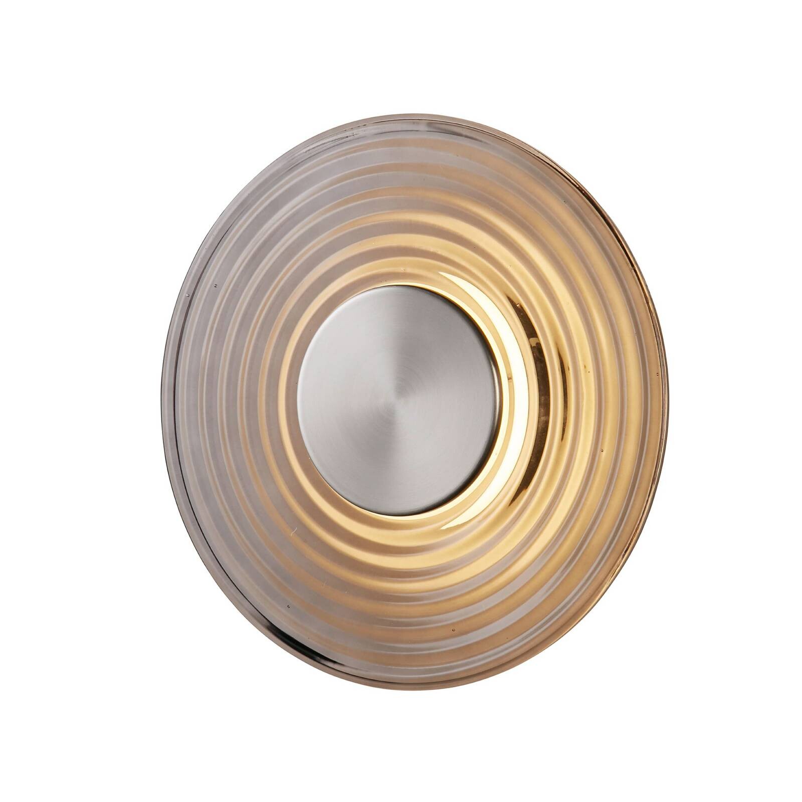 LED nástenné svetlo Cleo, sivá/niklová, Ø 30 cm, sklo