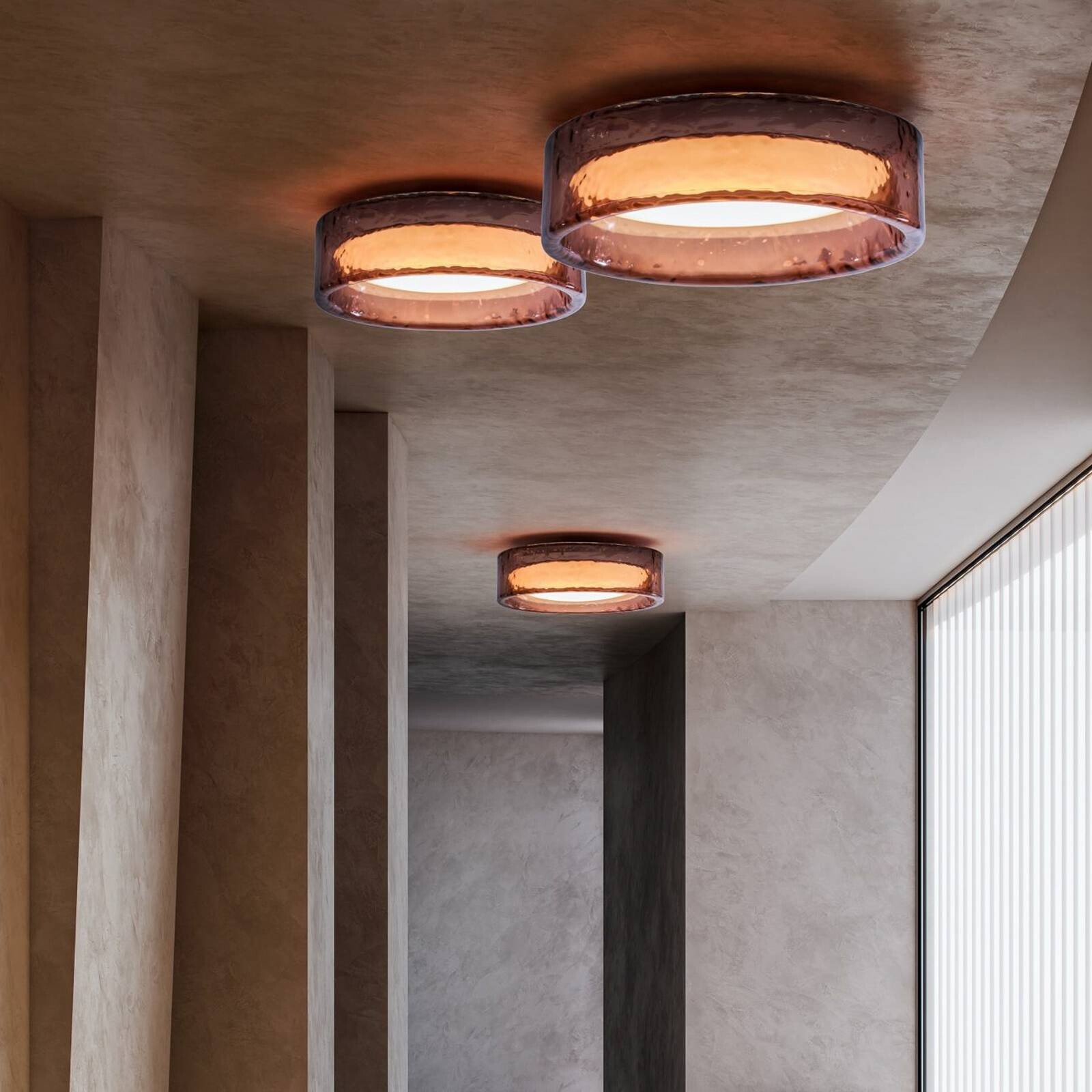 MARSET stropné LED svetlo Ringo, Ø 70 cm, ružový plast, CCT