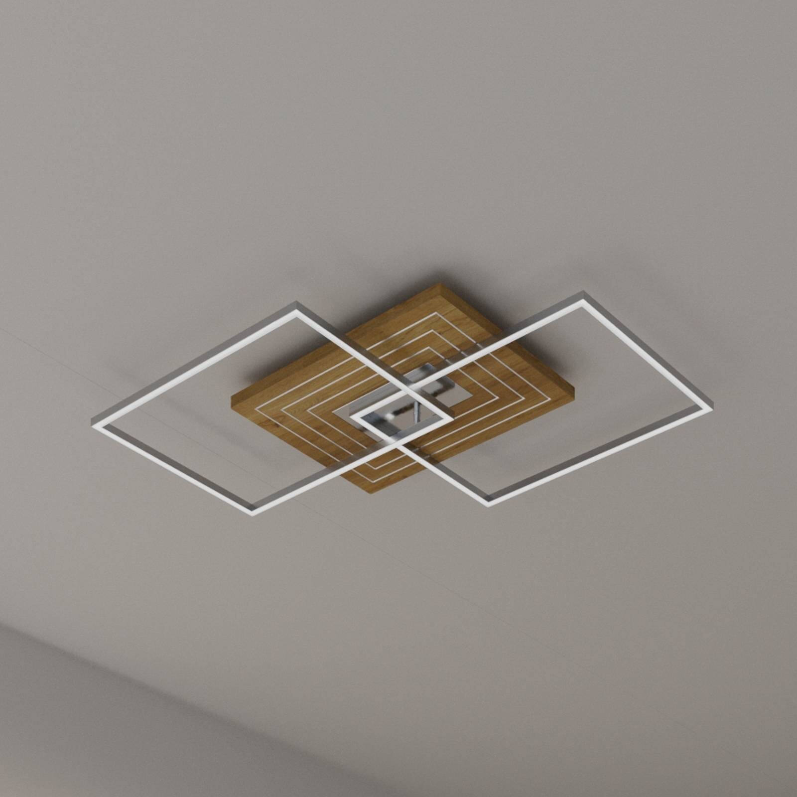 Stropné LED svetlo Inka L, dĺžka 75 cm, svetlé drevo, stmievateľné