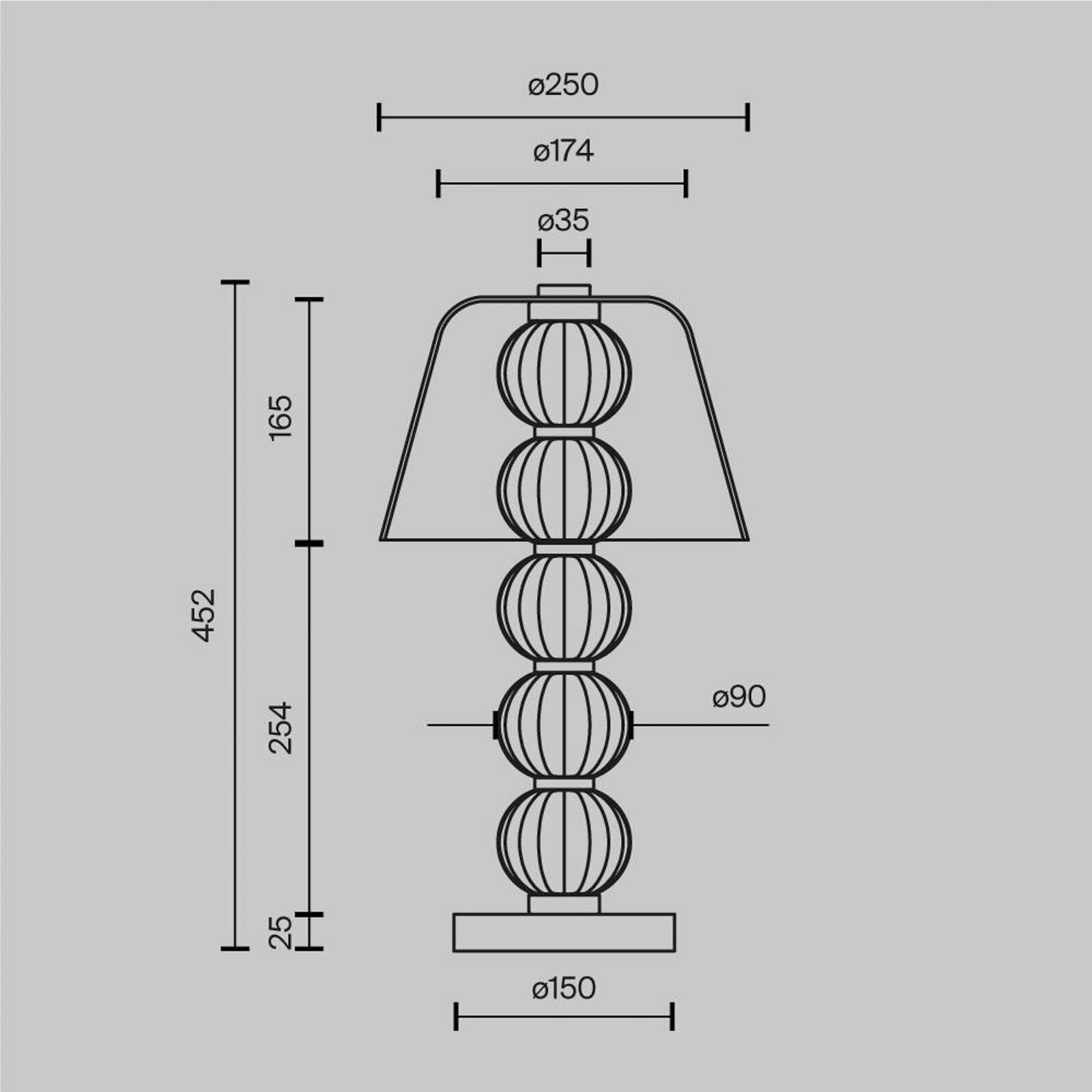 Stolová LED lampa AMULET, výška 45 cm, zlatá farba, kov/sklo