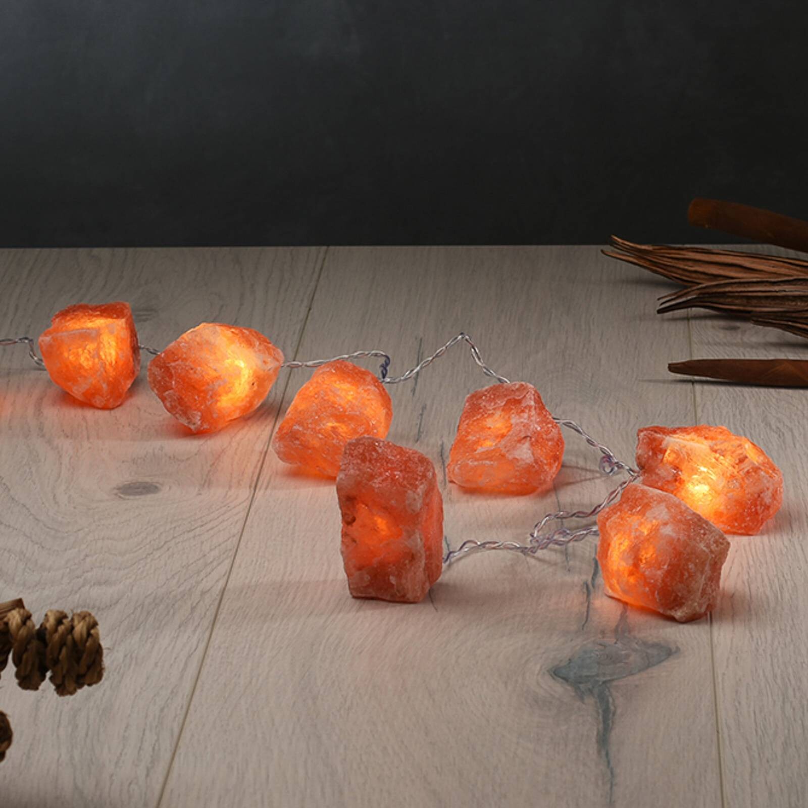 Svetelný reťazec Svetelné kryštály Rock, soľné kryštály jantár
