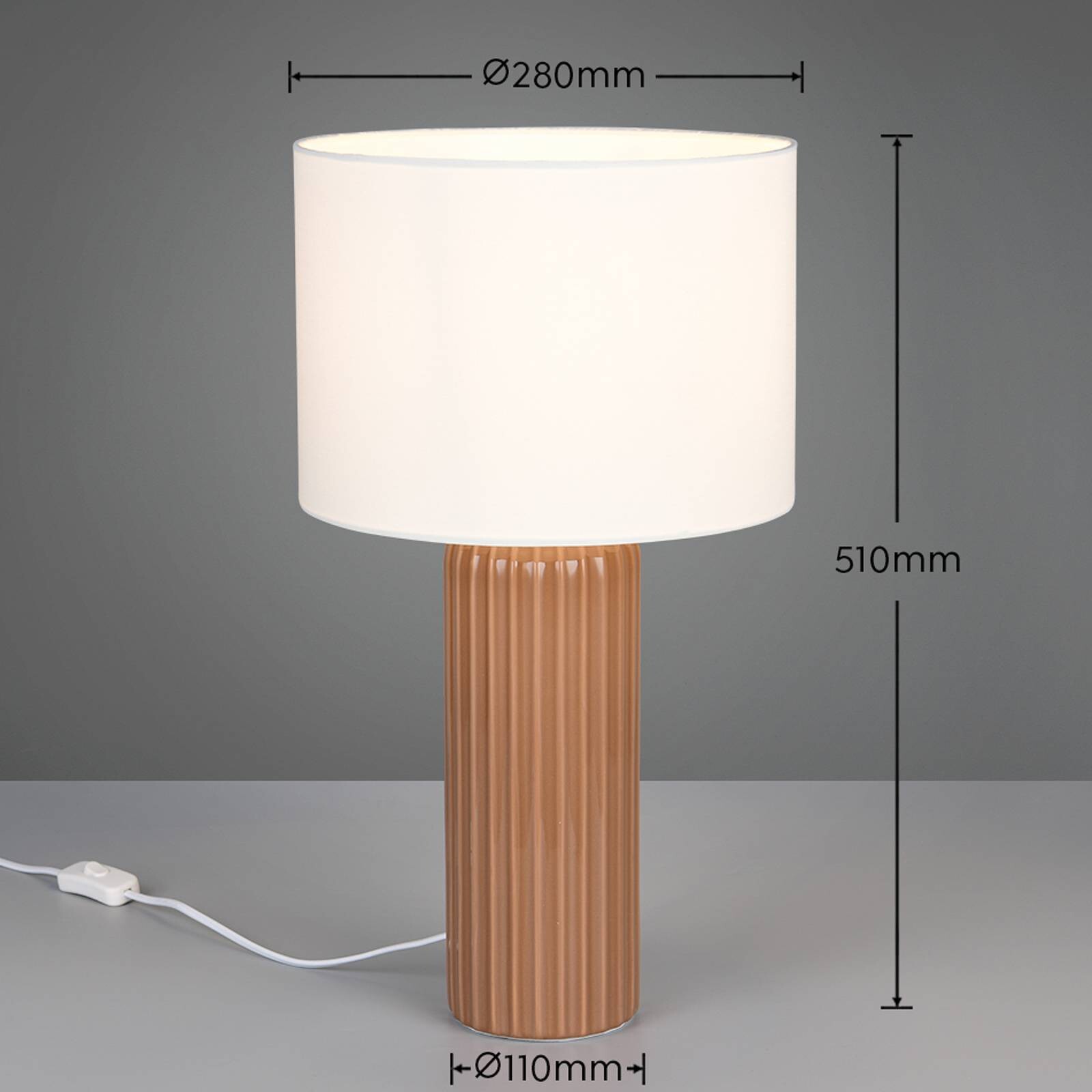 Stolová lampa Blair, výška 51 cm, mokka, E27, keramika