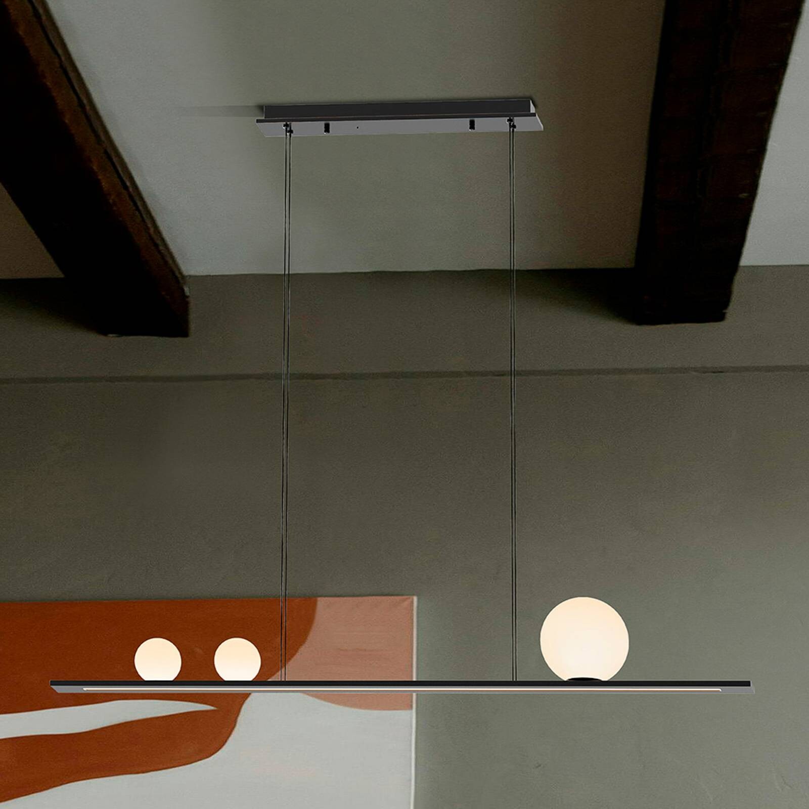 LED závesné svietidlo Mila, čierna, dĺžka 120 cm, kov