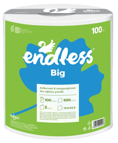 ENDLESS BIG - Kuchynské 2-vrstvové papierové utierky v návine 100 m (500 útržkov)