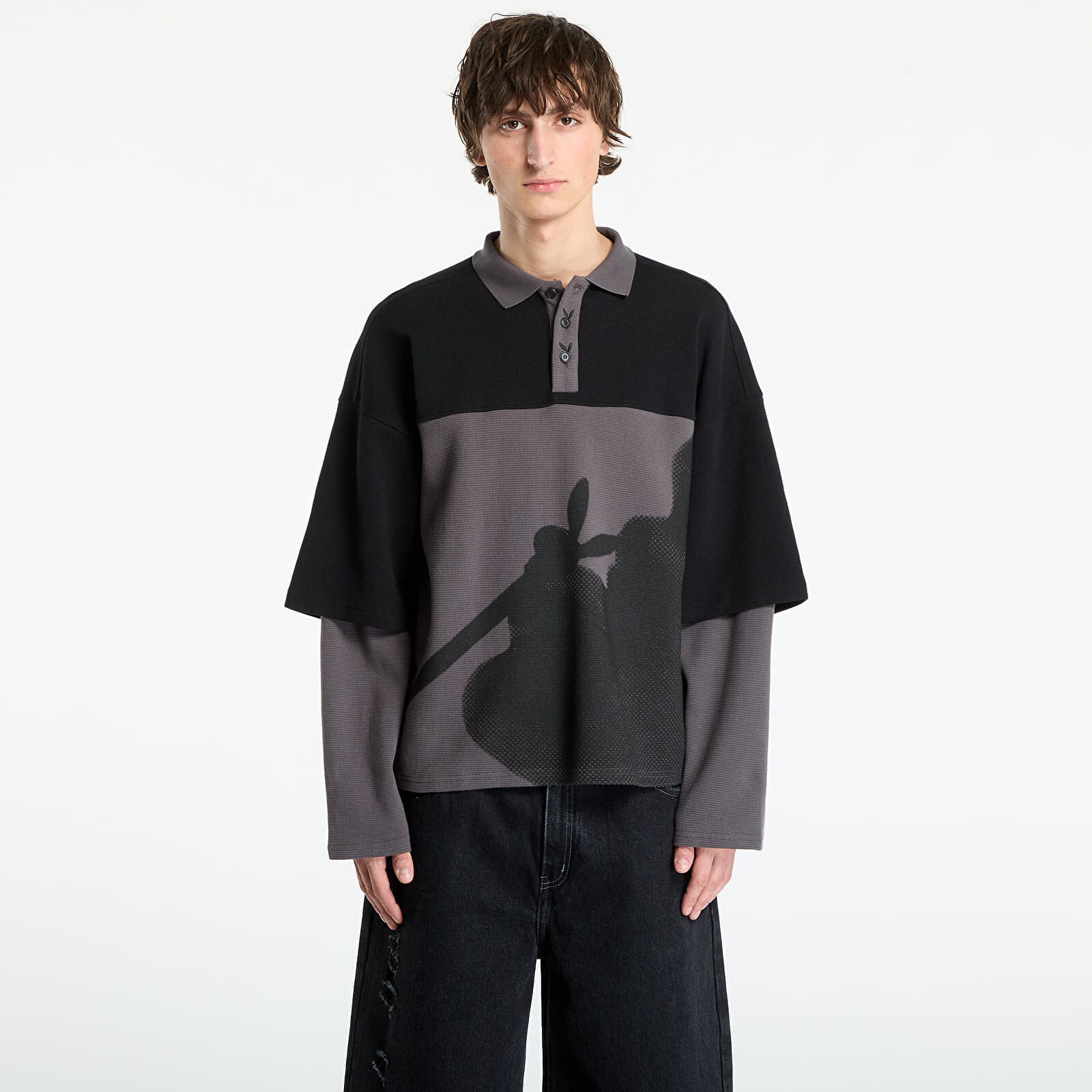 Tričko Playboy x FTSHP Double Sleeve Polo UNISEX Black L