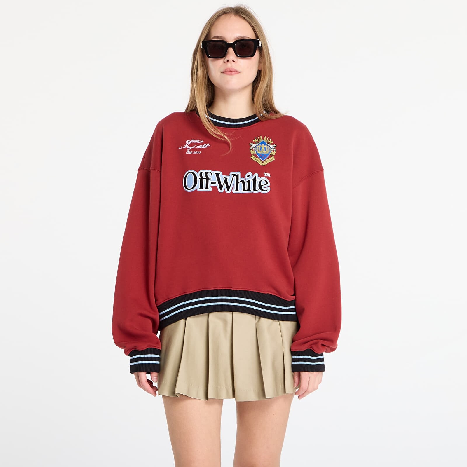 Mikina Off-White Sporty Over Crew Red Dahlia/ Black S