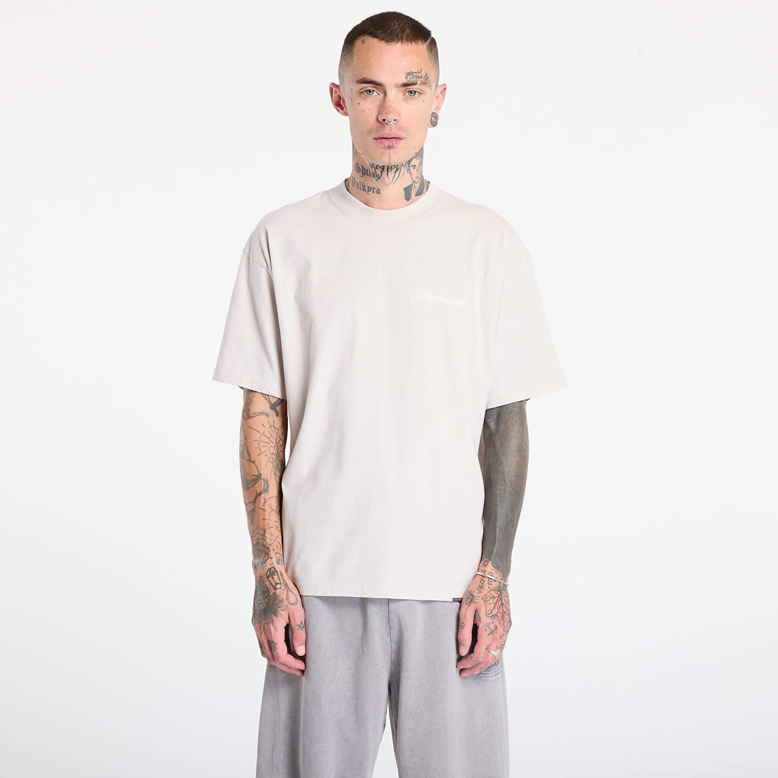 Tričko REPRESENT Script Logo T-Shirt Concrete S