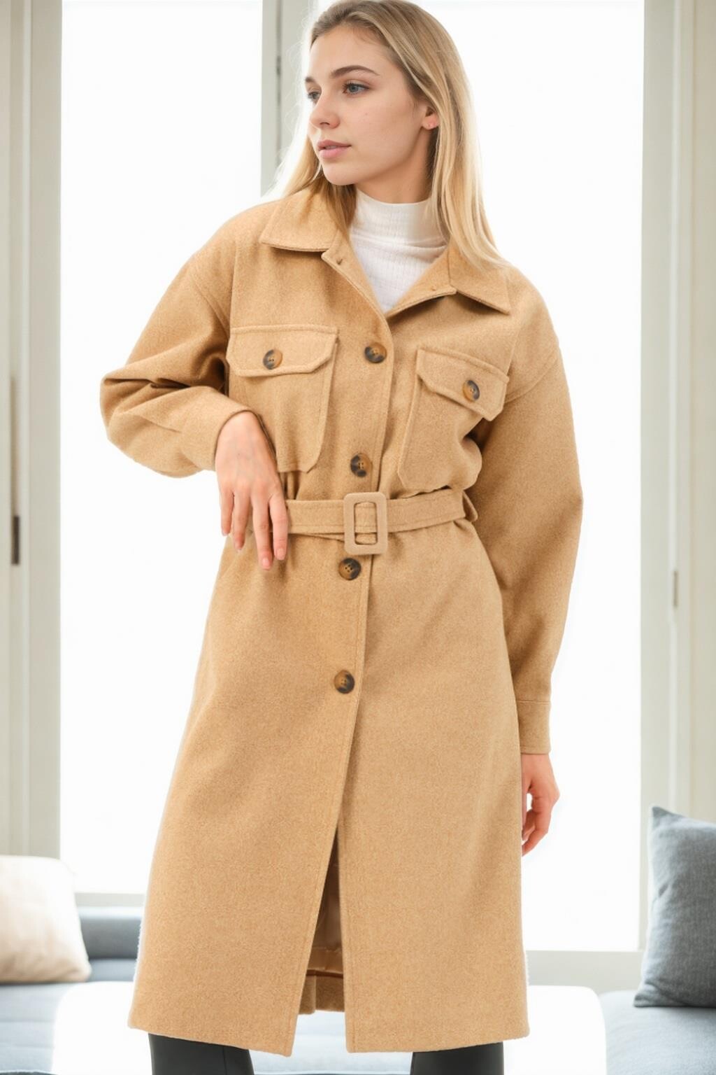 Z9777 DEWBERRY WOMEN'S COAT-CAMEL