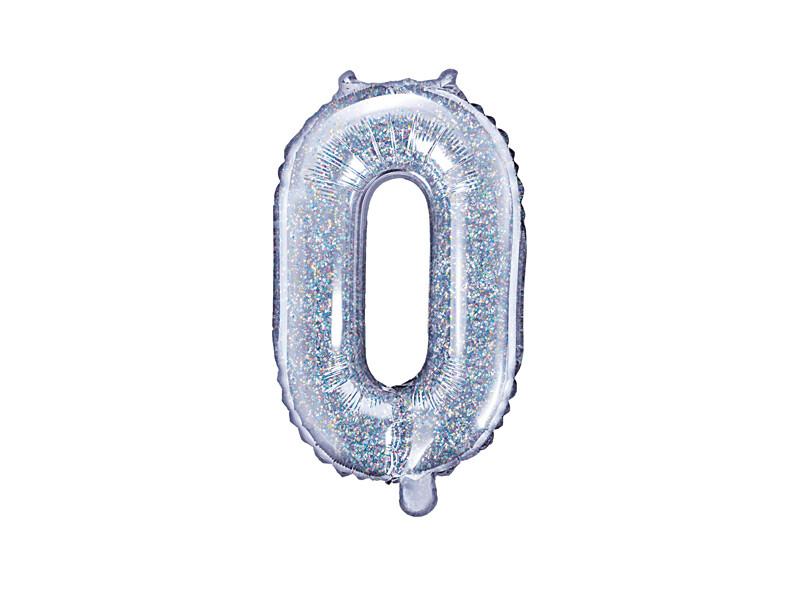 PartyDeco Fóliový balón Mini - Číslo 0 holografický 35cm