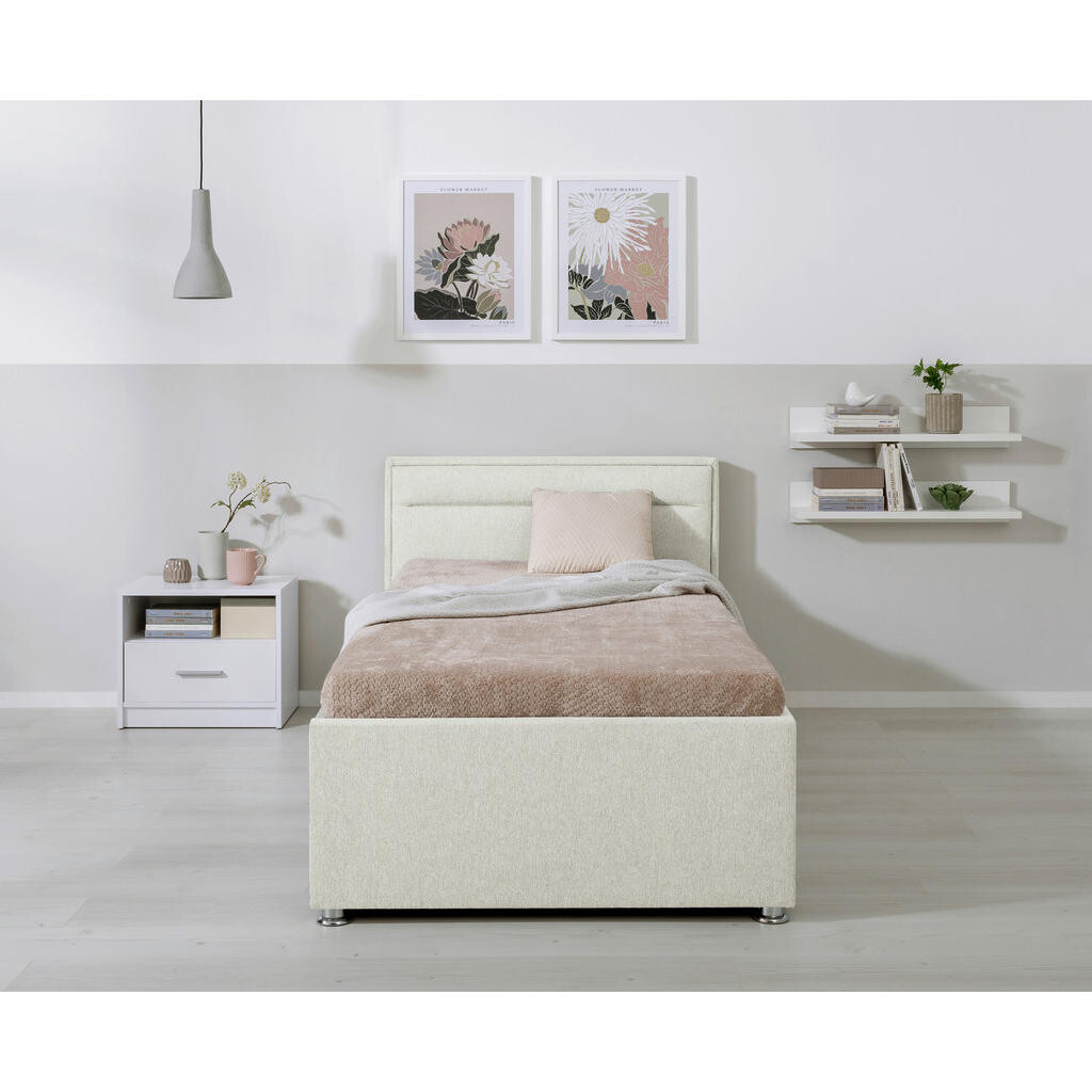 MID.YOU ČALÚNENÁ POSTEĽ, 90/200 cm, krémová