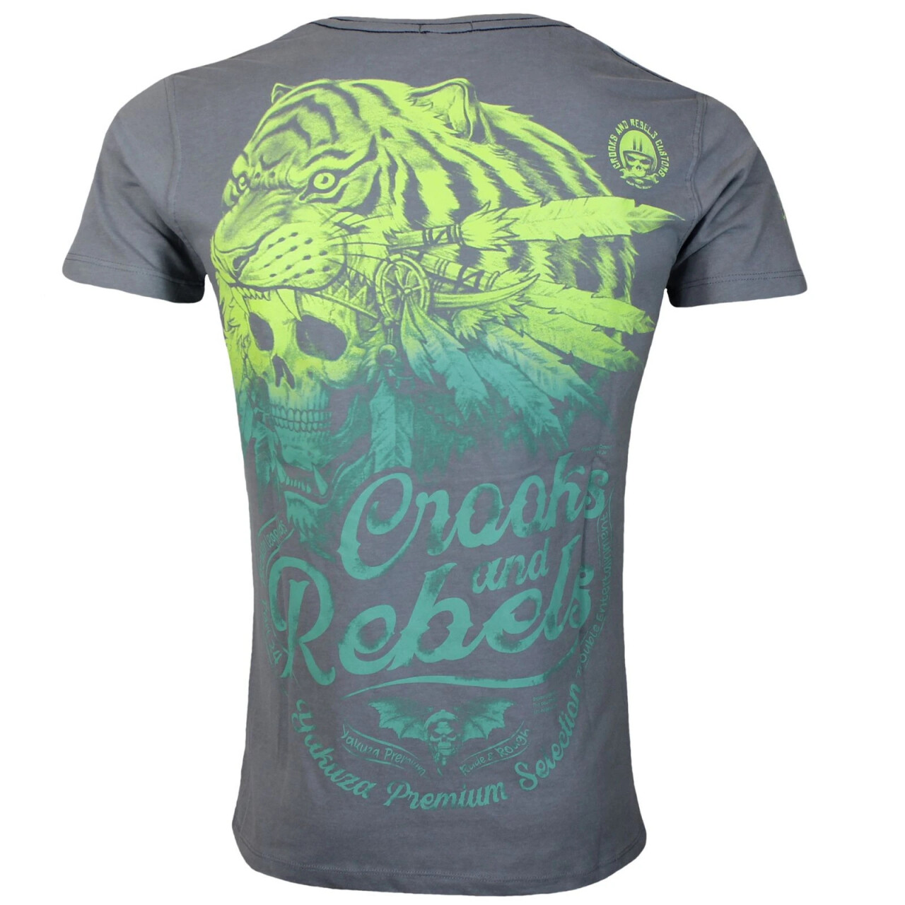 Tričko Yakuza Premium Tiger Rebels - sivé, 3XL