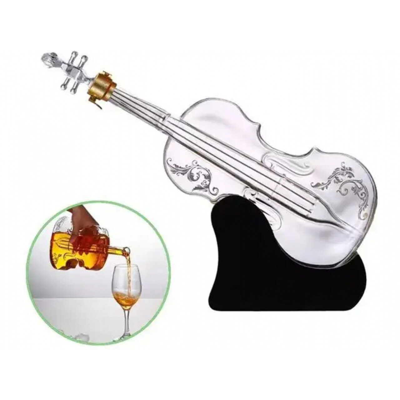 Sklenená karafa Husle 1 l - priehľadná