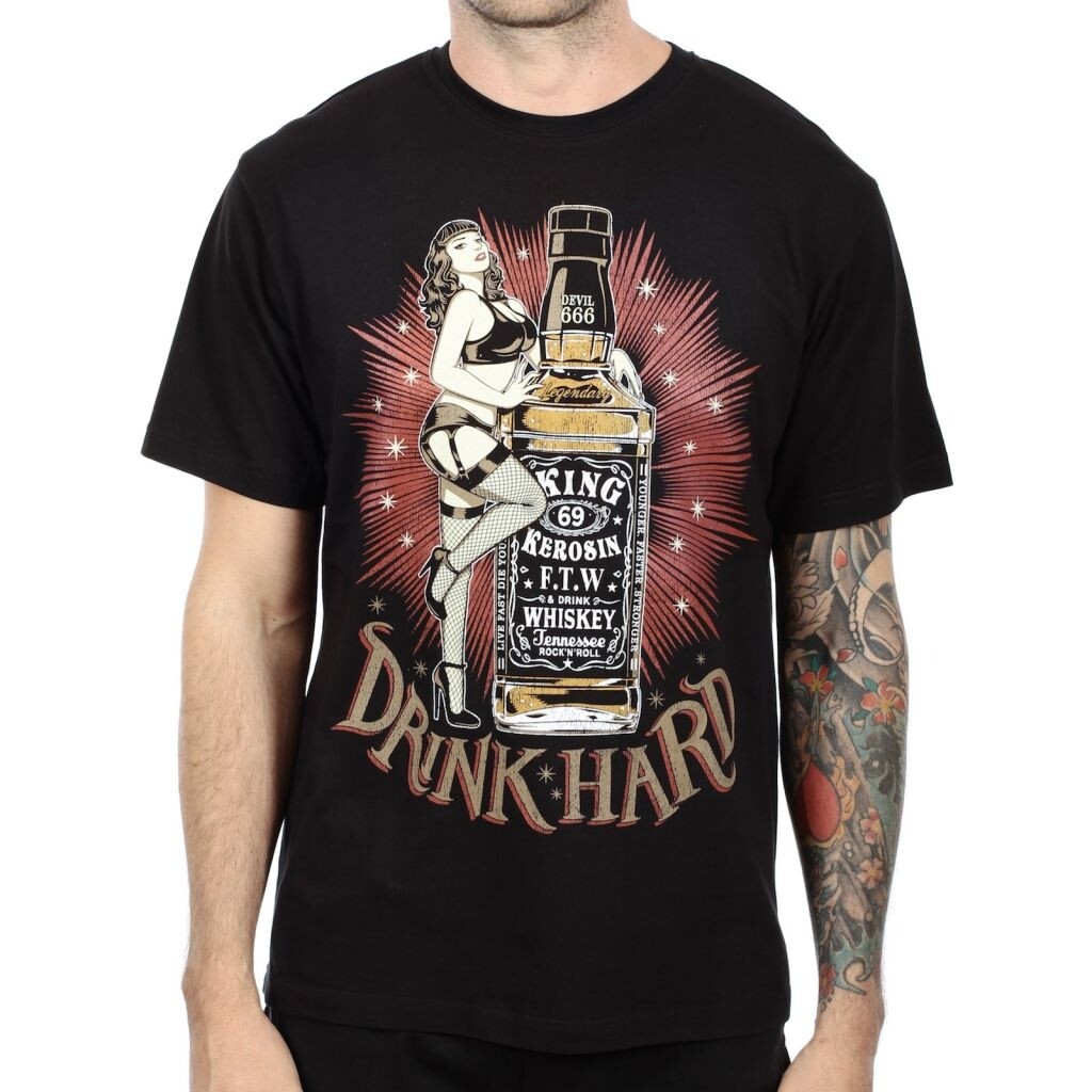 Tričko King Kerozín Drink Hard - čierne, S