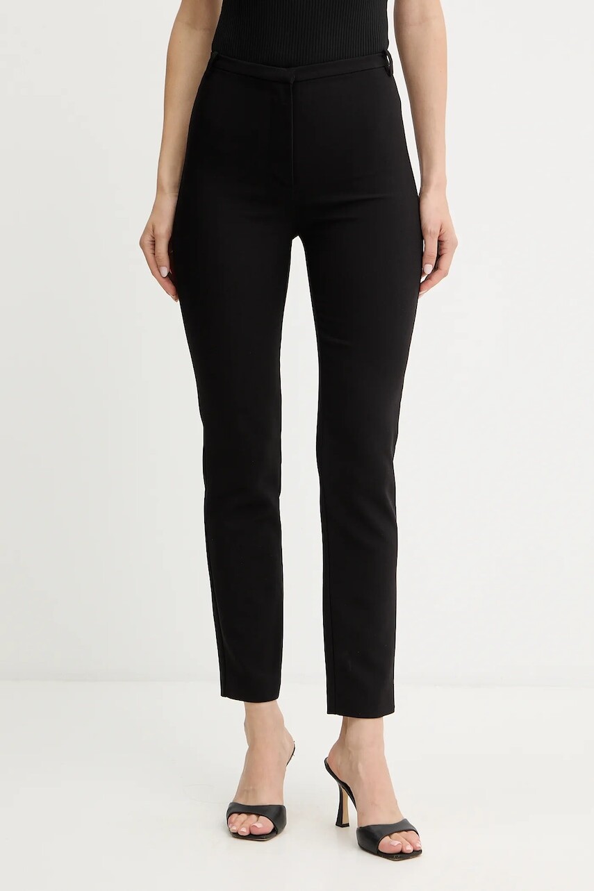 Nohavice Patrizia Pepe čierna farba, rovný strih, vysoký pás, 2P1731 A663