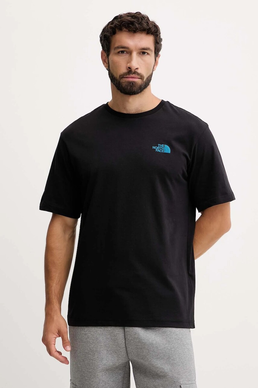 Bavlnené tričko The North Face pánske, čierna farba, s potlačou, NF0A8E4EJK31