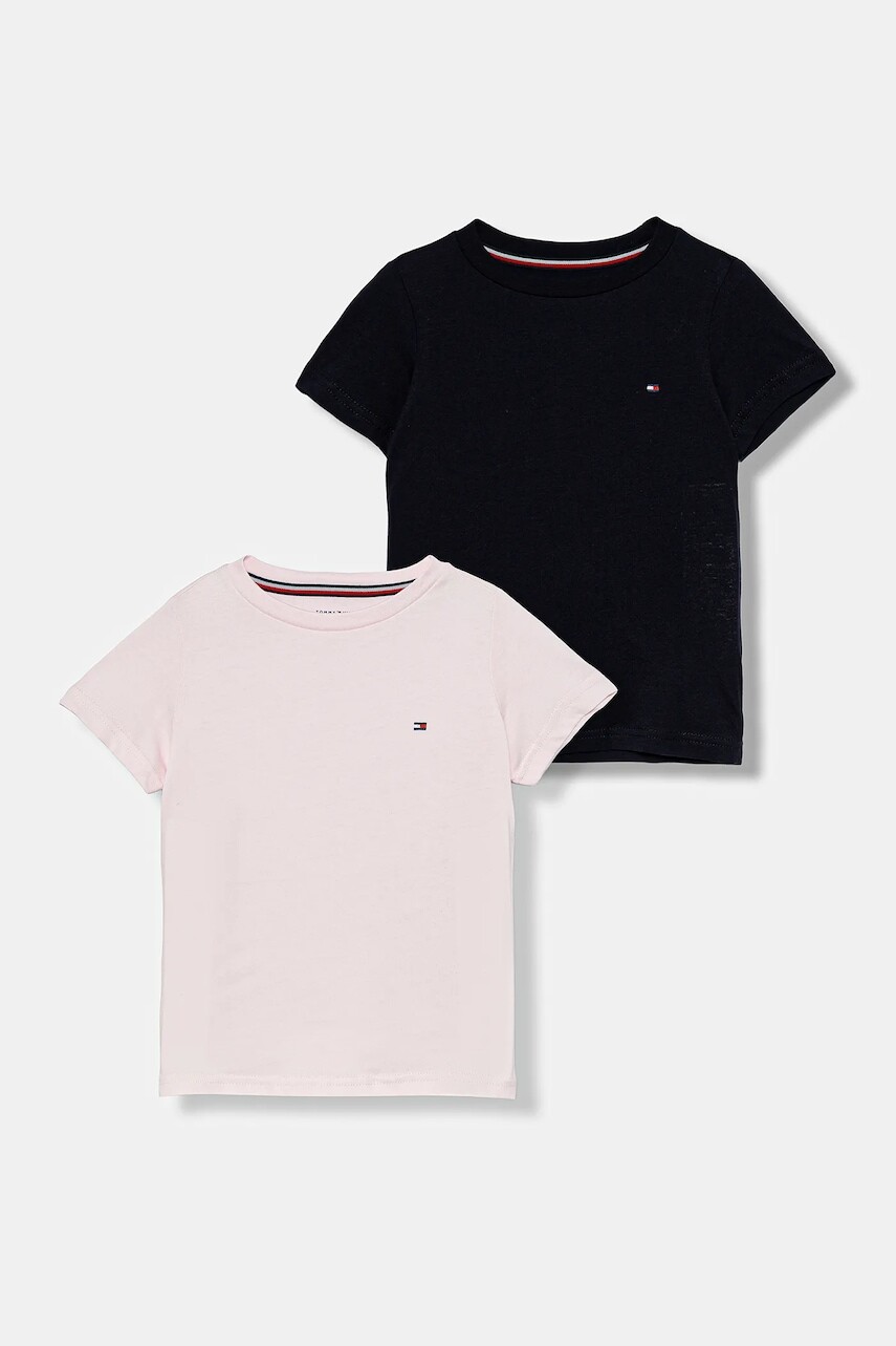 Detské bavlnené tričko Tommy Hilfiger 2-pak ružová farba, UG0UG00307