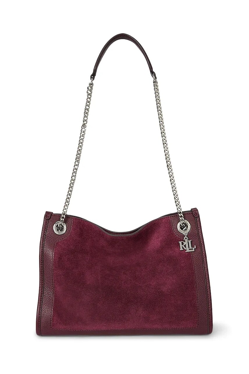 Semišová kabelka Lauren Ralph Lauren bordová farba, 431980175