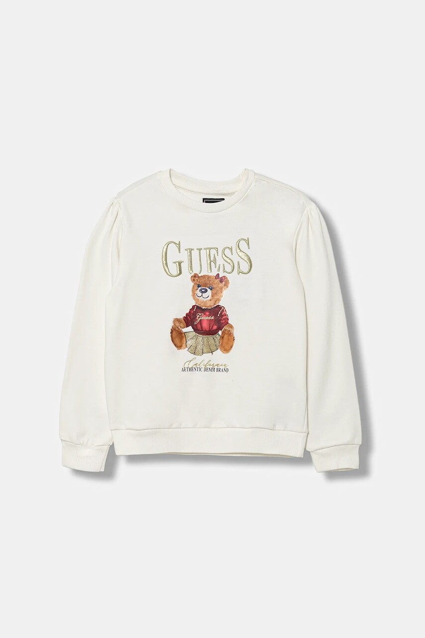 Detská bavlnená mikina Guess béžová farba, vzorovaná, K5BQ00 KAX74