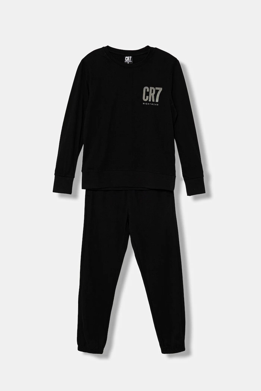 Detské bavlnené pyžamo CR7 Cristiano Ronaldo čierna farba, s potlačou, 8770