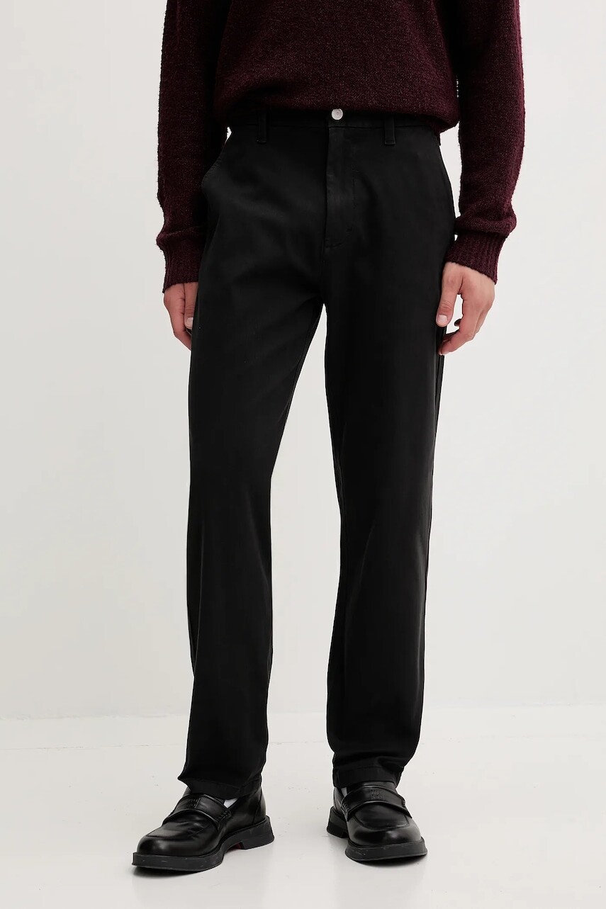 Nohavice Tommy Jeans čierna farba, rovný strih, DM0DM22001