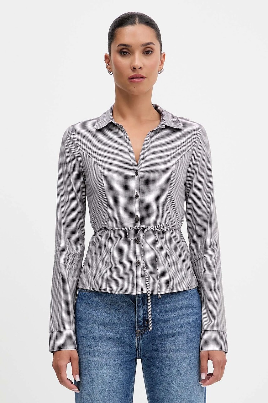 Košeľa Hollister Co. hnedá farba, slim, s klasickým golierom, KI340-5442